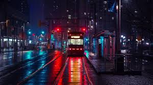 1920x1080 Wallpaper Trolley Stop City Evening Lighting Cityscape Wallpaper City Wallpaper Laptop Wallpaper Desktop Wallpapers
