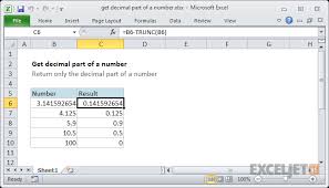 Excel Formula Get Decimal Part Of A Number Exceljet