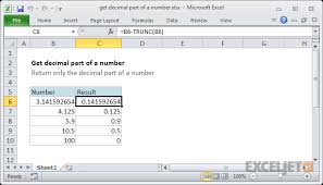 excel formula get decimal part of a number exceljet