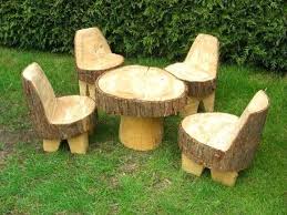 How To Make Diy Table And Chair For Kids Using Tree Stumps Wooden Garden Furniture Childrens Garden Furniture Natural Outdoor Furniture