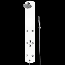 Aluminium Duschpaneel Wandanschluss Regendusche Massage Handbrause Weiß Sanlingo