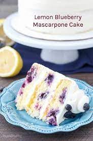 Moist Lemon Blueberry Cake With Mascarpone Frosting Easy Layer Cake Recipe Mascarpone Cake Moist Lemon Cake Lemon Layer Cakes