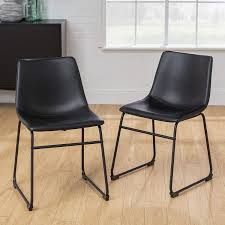 Table has a leaf in the. We Furniture Black Faux Leather Dining Chairs Set Of 2 Amazon Co Uk Kitchen Home