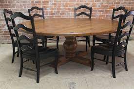 Large 84 Round Table Ecustomfinishes Round Dining Room Rustic Kitchen Tables Kitchen Table Settings
