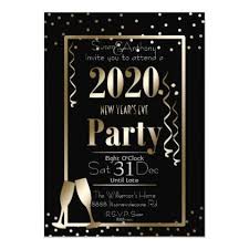 New Year S Eve 2020 Party Black And Gold Invitation Zazzle Com Black And Gold Invitations Gold Invitations New Year S Eve 2020