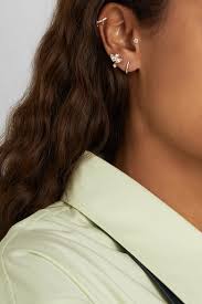 Dore Boucle D Oreille En Or 18 Carats Et Diamants Mini Maria Tash Gold Diamond Hoop Earrings Maria Tash Earrings Diamond Hoop Earrings