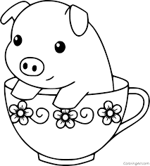 At a year old, a female goat is a doe or nanny. Cute Baby Pig In The Cup Coloring Page Coloringall
