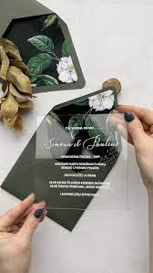 Transparent Wedding Invitation With Stamp Floral Design For Your Wedding Wedding Invitation Cards Acrylic Wedding Invitations Invitation Design