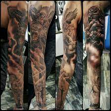 St Michael Jesus Sleeve Fake Tattoo Sleeves Sleeve Tattoos Full Sleeve Tattoos