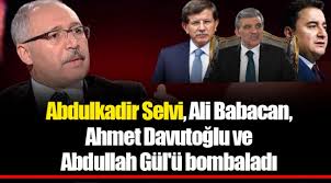 Cevaplara göre siyasi gelecekleri merak konusu olan ali babacan'ın deva partisi ve genel başkanlığını ahmet davutoğlu'nun üstlendiği gelecek partisi'nin de oy oranları da ortaya çıktı. Abdulkadir Selvi Ali Babacan Ahmet Davutoglu Ve Abdullah Gul U Bombaladi Gundem Gercek Haberci