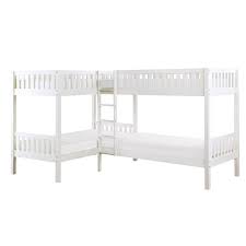Knocbel corner twin over twin bunk bed and twin loft bed, solid wood platform bed frame with slats support, safety guard rails & ladder (white). Homelegance Kids Beds Galen B2053cnw 1 Corner Bunk Bed Bed From Bellagio Furniture