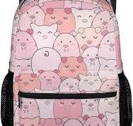 Schweine-Rucksack, 40,6 cm, niedlicher Schulrucksack für Kinder, Mädchen,  große Kapazität, Cartoon-Schulbüchertasche für Schüler, Mädchen, Schwein 1