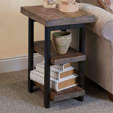 Somers 2 Shelf Reclaimed Wood Metal End Table Rustic End Tables Living Room End Tables Furniture
