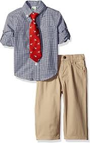 Amazon Com Little Me Baby Boys Button Down Shirt With Tie And Pants Clothing Shoes Jewelry