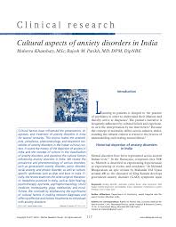 Pdf Cultural Aspects Of Anxiety Disorders In India