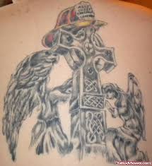 Check spelling or type a new query. Grey Ink Cross And Firefighter Angel Tattoos
