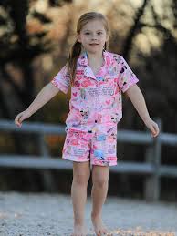 Pink TS Lapel Button Short Sleeve Shorts Pajama Set 7