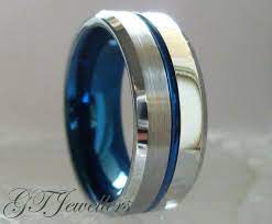 Tungsten Wedding Band Blue Tungsten Ring Brushed Tungsten Etsy Blue Tungsten Ring Tungsten Wedding Bands Blue Tungsten