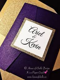 Glitter Wedding Invitation Starting At 5 Per Set Glitter Wedding Invitation Ele Purple And Gold Wedding Pocket Wedding Invitations Fun Wedding Invitations