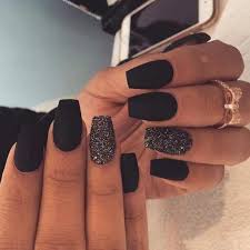 Matte Black Acrylic Nail Ideas 35 Most Popular And Stunning Acrylic Night Black And Matte Night Black Nails Design You May Love Cute Acrylic Nails Trendy Nails Nails