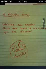 A Friendly Haiku From A Neighbor Funny Haiku Neighbor Notes Funny Note