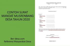 Demikian surat mandat ini dibuat untuk dapat digunakan sebagaimana mestinya. Contoh Surat Mandat Musrenbang Desa 2020 Media Desa