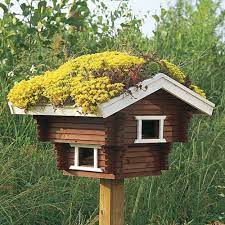 Am besten eignen sich dafür spezielle nistkästen oder um den vogelhaus ständer bauen zu können, wird zuerst der grundständer mit vier kanthölzern erstellt, indem sie alle leicht anschrägen und dann an. Norwegisches Vogelhaus Mit Dachbegrunung Eur 132 Haus Und Garten Gartendekor Schmetterlingshaus