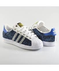 Cheap Adidas Superstar Glitter Blue White Womens Trainers Zapatos Zapatillas Tenis