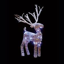 The led lights can be set on a timer. Premier 46cm Rattan Christmas Reindeer With Snow 30 Copper Wire Lights Lb184773