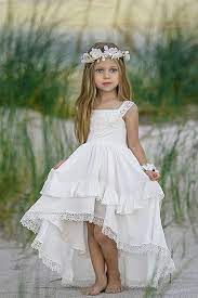 High Low Ruffled White Flower Girl Dress From Sugerdress In 2021 White Flower Girl Dresses Cute Flower Girl Dresses Flower Girl Dresses Boho