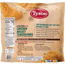 Tyson panko breaded chicken breast tenderloins, 5 lbs. Tyson Uncooked Breaded Chicken Breast Tenderloin Case Foodservicedirect