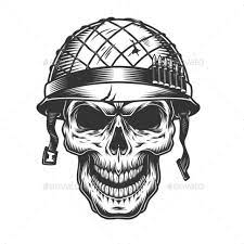 Skull In The Soldier Helmet Soldier Helmet Helmet Drawing Skull Illustration