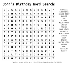 Birthday parties only come once a year, but it's the best time to celebrate your existance. Download Word Search On John S Birthday Word Search