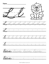 Cursive alphabet practice sheets free download chart printable letters zaner bloser. Free Printable Cursive L Worksheet Cursive Letters Worksheet Cursive Writing Worksheets Cursive Handwriting Worksheets