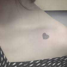 Was simple to apply and stayed on great but washed off. Heart Fingerprint Tattoo On The Left Collarbone