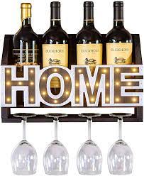 A way of resting your glasses that doesn't look like a nose or a moustache. Buy Ienjoyware Wooden Wall Mounted Home Led Wine Rack And Glass Holder Wall Decor For Home Interior Wine Racks Display With Led 4 Bottle And 4 Glass Holder Online In Germany B07tlnlywh