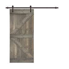 As mentioned before, it is essential to make the door overlap the opening to ensure privacy. Calhome K With Hardware Kit 42 In X 84 In Gray 2 Panel Stained Pine Wood Single Barn Door Hardware Included In The Barn Doors Department At Lowes Com