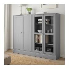 Havsta Grey Storage Combination W Glass Doors 162x37x134 Cm Ikea In 2020 Office Storage Cabinets Storage Cabinets Home Office Storage