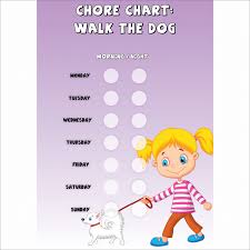 girls chore chart walk the dog