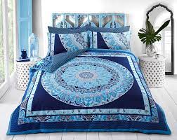 Sleepdown mandala duvet cover with pillow case quilt cover bedding set all sizes. Sleepdown Paisley Mandala Blue Geometric Reversible Soft Easy Care Duvet Cover Quilt Bedding Set With Pillowcases Double 200cm X 200cm Amazon Co Uk Home Kitchen