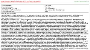 Regulatory Affairs Manager Cover Letter