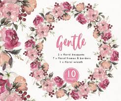 Watercolor Floral Frame Bouquet Border Corner Wreath Set Clip Etsy Watercolor Flower Wreath Floral Watercolor Wreath Wedding Invitations