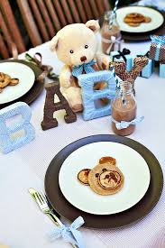 Use the plush teddy bears to decorate your table. Adorable Teddy Bear Baby Shower Hostess With The Mostess