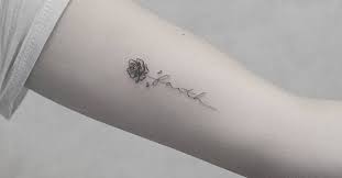 Tattoo Artist Kane Navasard Tags Categories Fine Line Nature Flowers Roses One Word English Word Inner Arm Tattoos Inner Bicep Tattoo Tattoo Arm Women