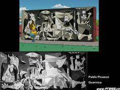This piece was made in 1937 as a representation of the bombing of the basque town of guernica in spain during the spanish civil war. Picasso Guernica Simpsons