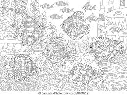It will remind you of hot summer days. Tropical Fishes Coloring Page Underwater Ocean World Shoal Of Tropical Fishes Of Different Species Coloring Page Canstock