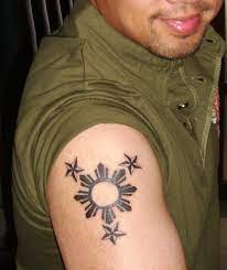 Patriotic And Wanted To Have A Tattoo Indicative Of The Philippine Flag Filipino Tattoos Sun Tattoo Tattoos