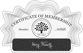 Harry Flaherty: Certificate of Membership