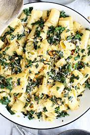 Lemony Rigatoni Pasta With Kale And Shallots Recipe Rigatoni Kale Pasta Recipe Vegetarian Dishes