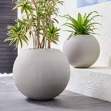 Low prices for fun outdoors. Sphere Light Gray Indoor Outdoor Planters Crate And Barrel